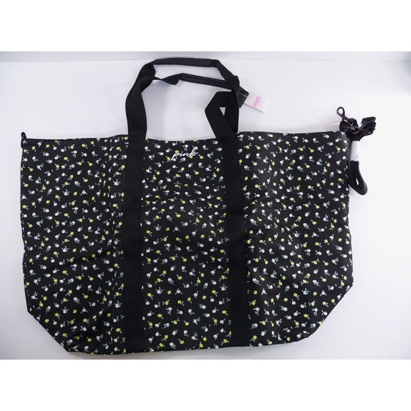 NWT large Victoria's Secret Weekender 'Pink' Floral daisies Tote Bag overnight - Picture 1 of 6
